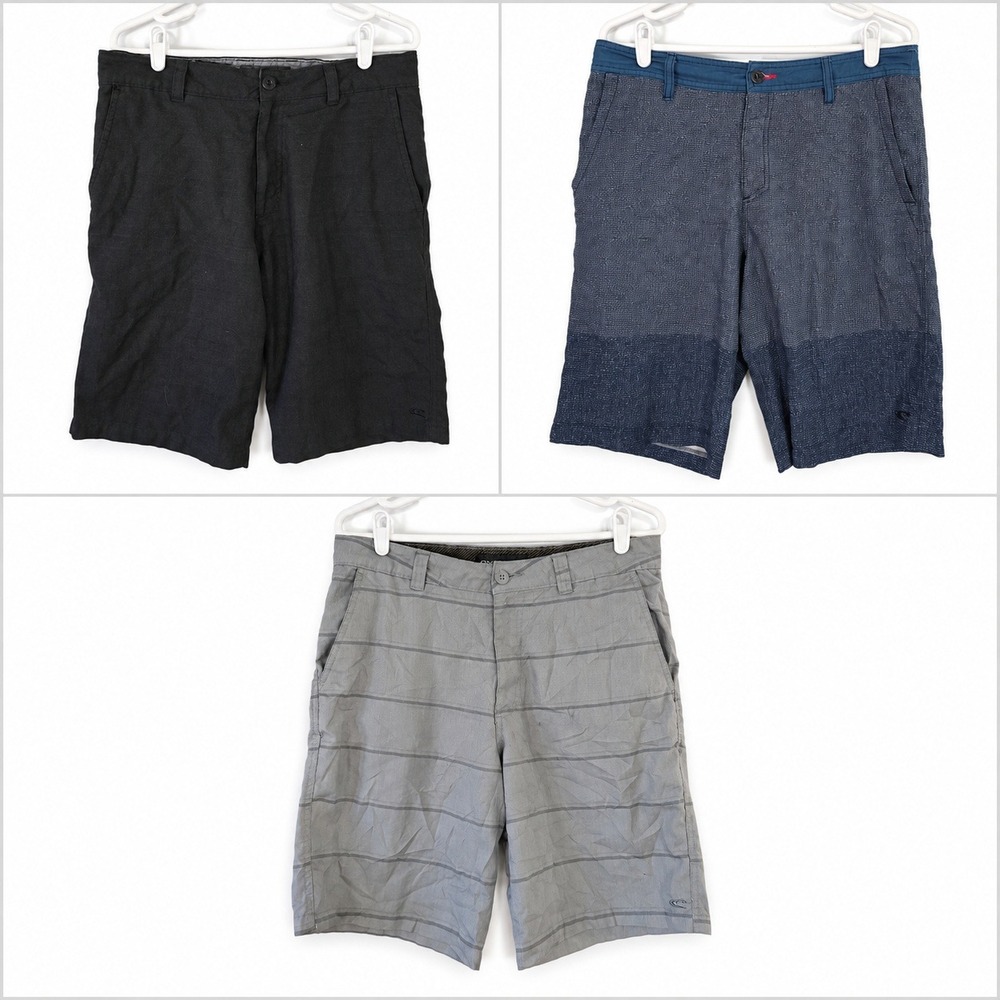 O'Neill Lot of 3 Shorts Mens 32 Hybrid Walk Striped Textured Flat Front EUC